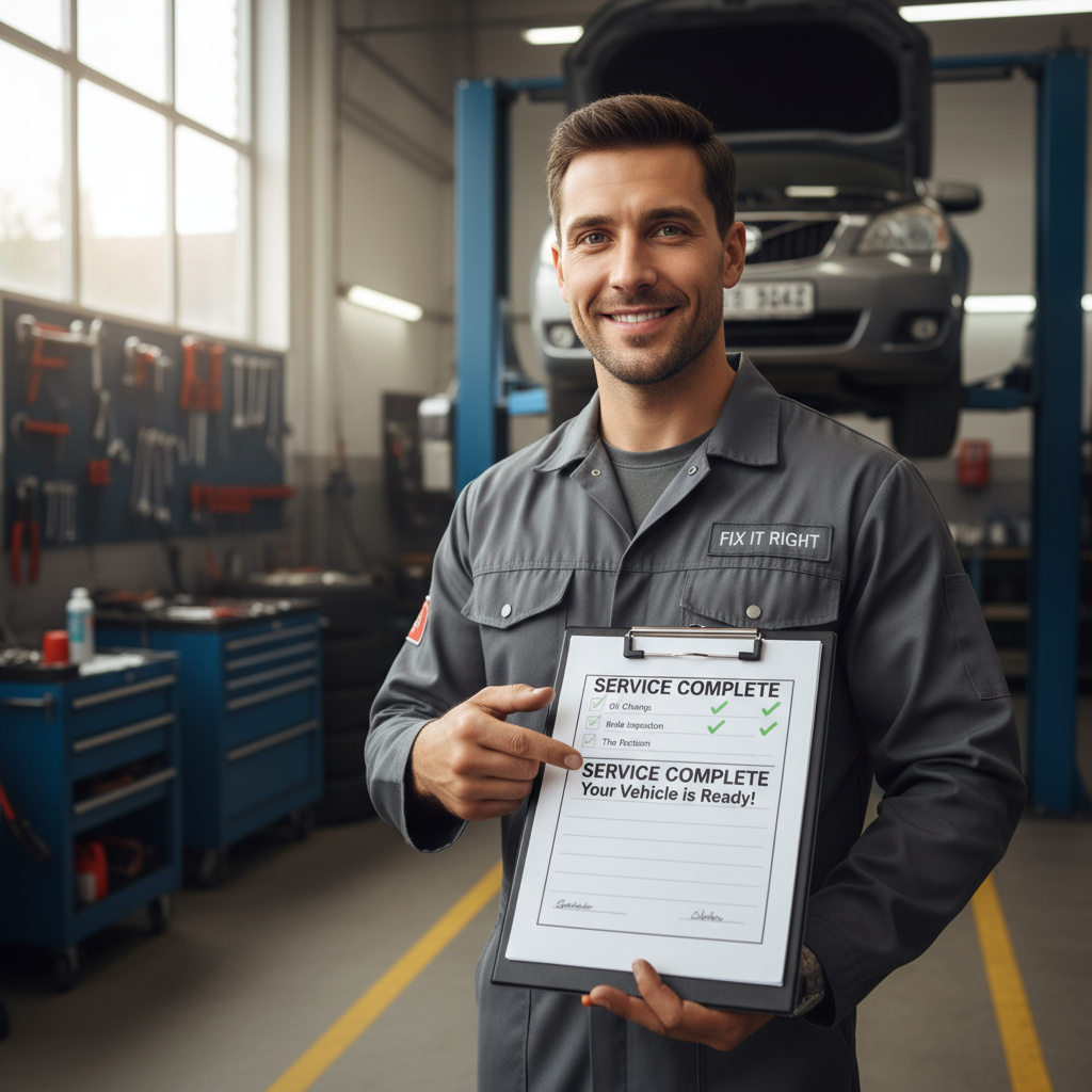 Professioneller Mechaniker mit Servicebericht